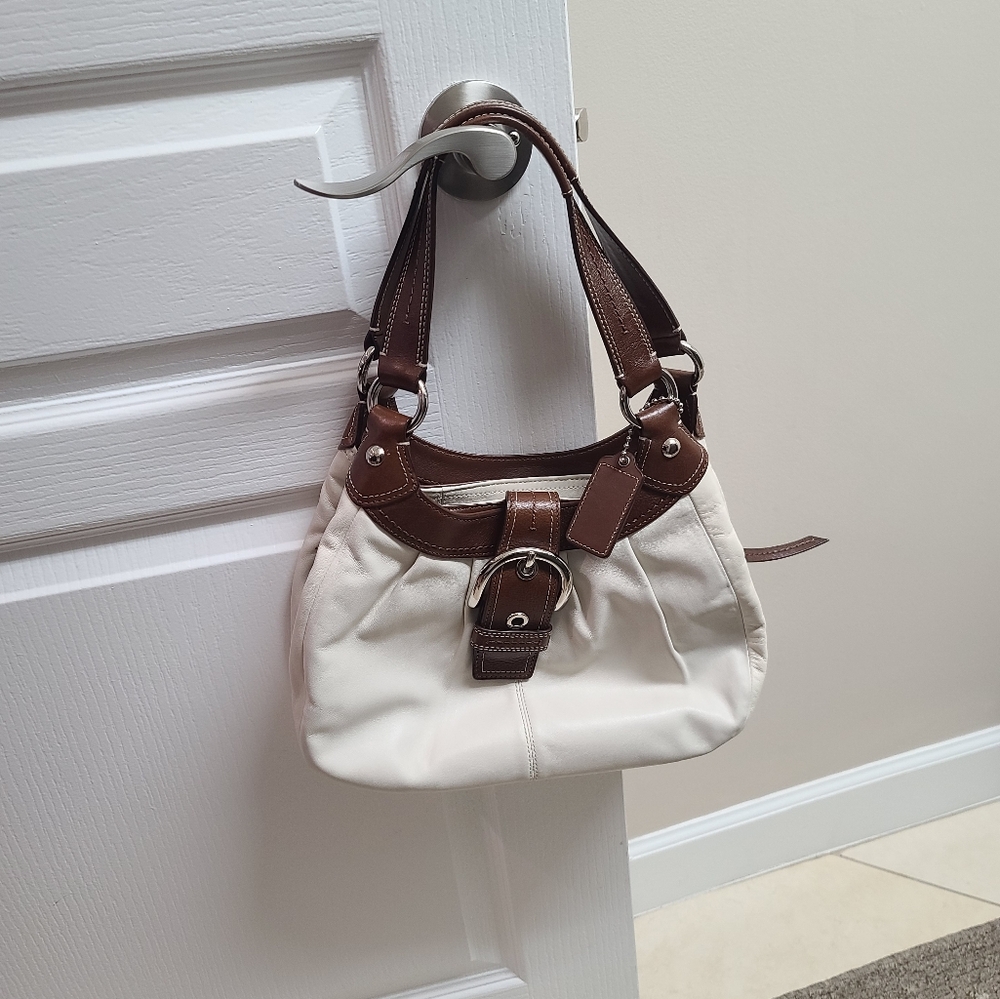 Off white & brown leather coach purse - Picture 6 of 6